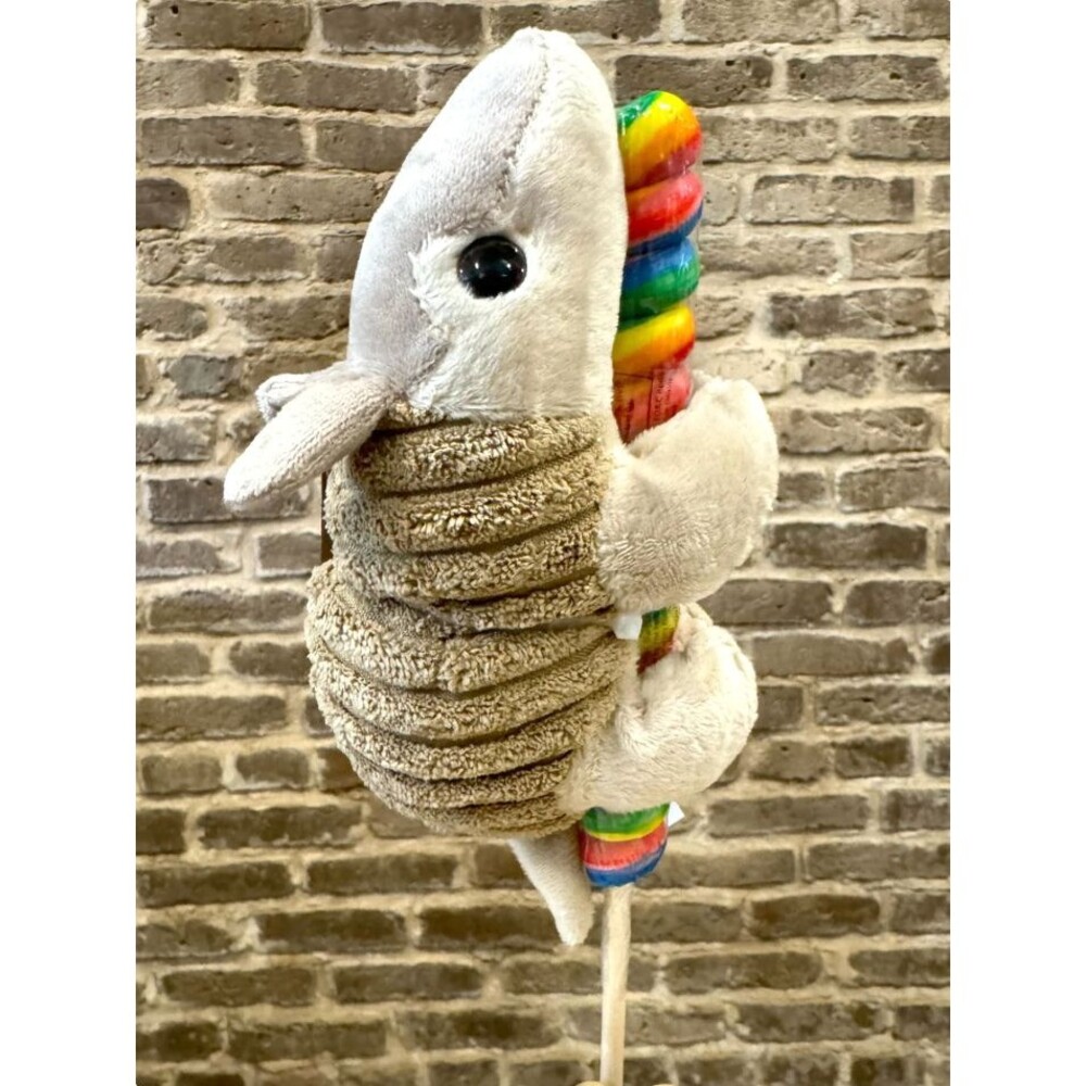 The Petting Zoo Armadillo Lolly Plush Stuffed Animal Wildlife 9” Lollipop NWT